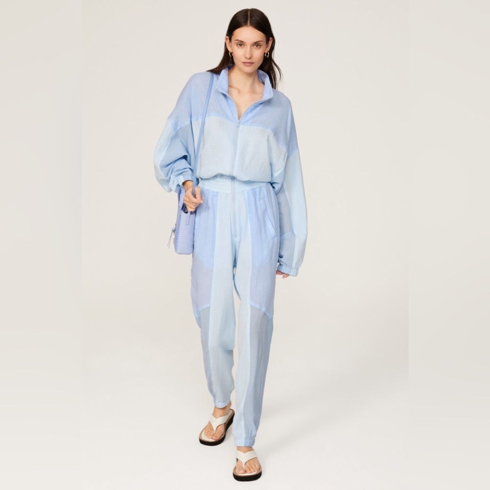 Paradised Rent the runway Blue Kelsey jumpsuit long sleeve sz XS $485